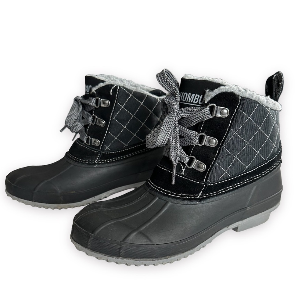 Khombu Winter Boots Fauz Fur lined Black White Gray Duck Boot Style Women’s 8